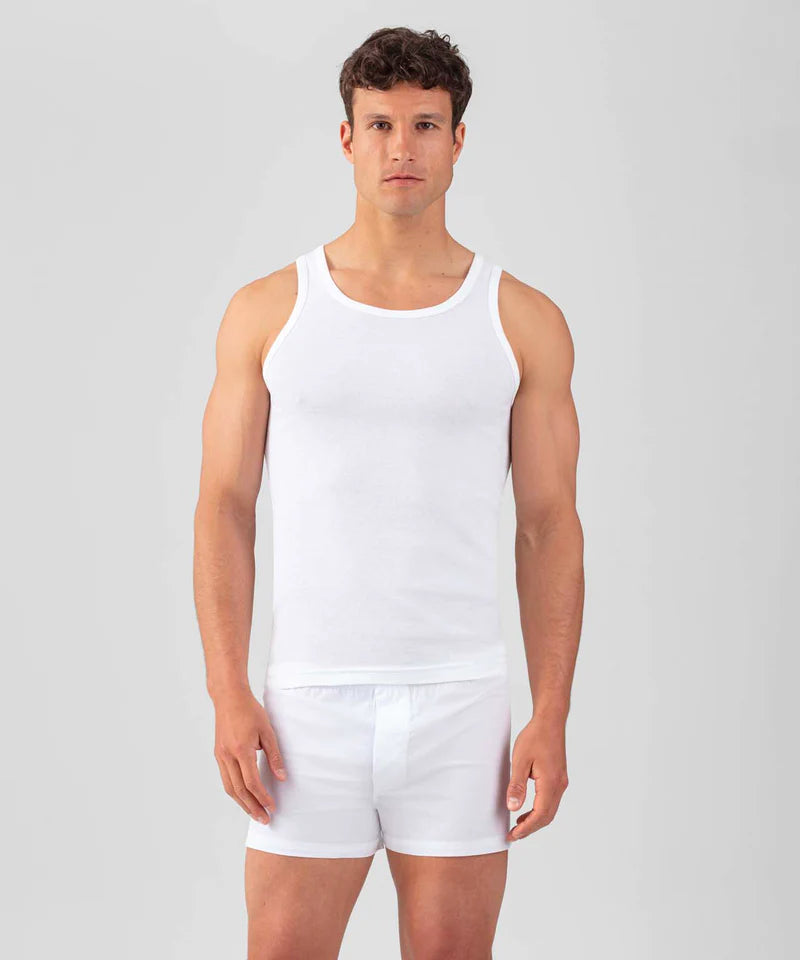 RON DORFF RIBBED TANK TOP - WHITE