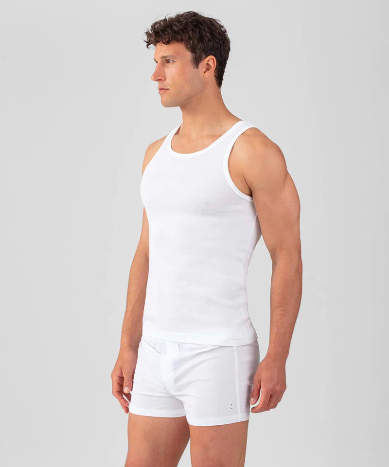 RON DORFF RIBBED TANK TOP - WHITE