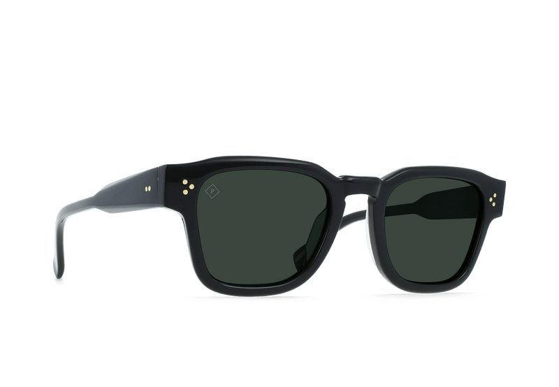 RAEN RECE UNISEX SUNGLASSES - RECYCLED BLACK / GREEN POLARIZED