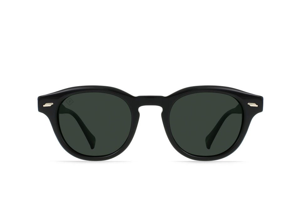 RAEN KOSTIN ROUND SUNGLASSES - RECYCLED BLACK / GREEN POLARIZED