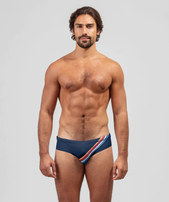 RON DORFF SWIM BRIEFS DIAGONAL STRIPES - NAVY