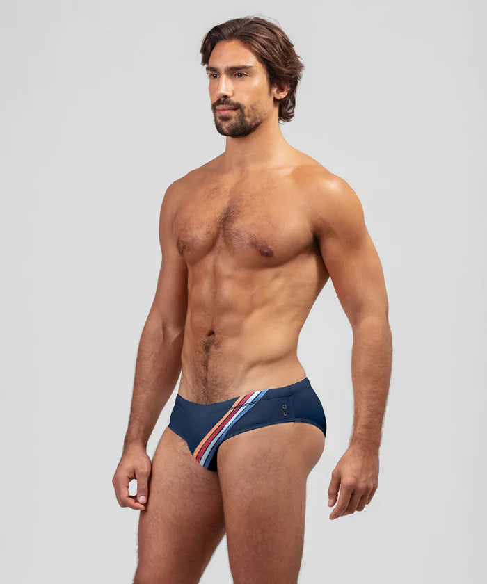 RON DORFF SWIM BRIEFS DIAGONAL STRIPES - NAVY