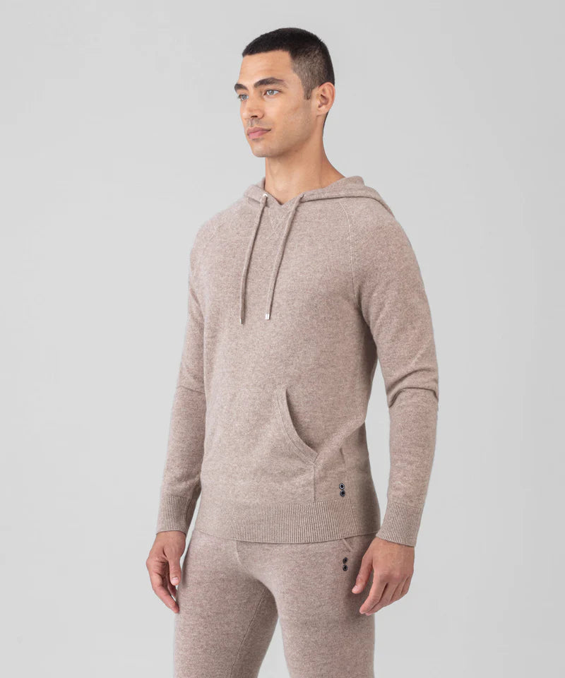 RON DORFF CASHMERE HOODIE - HEATHER BEIGE