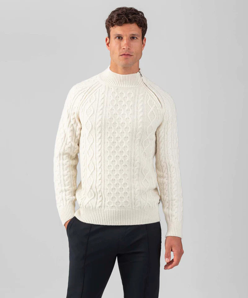 RON DORFF WOOL CASHMERE TELEMARK SWEATER W ZIP - Off White