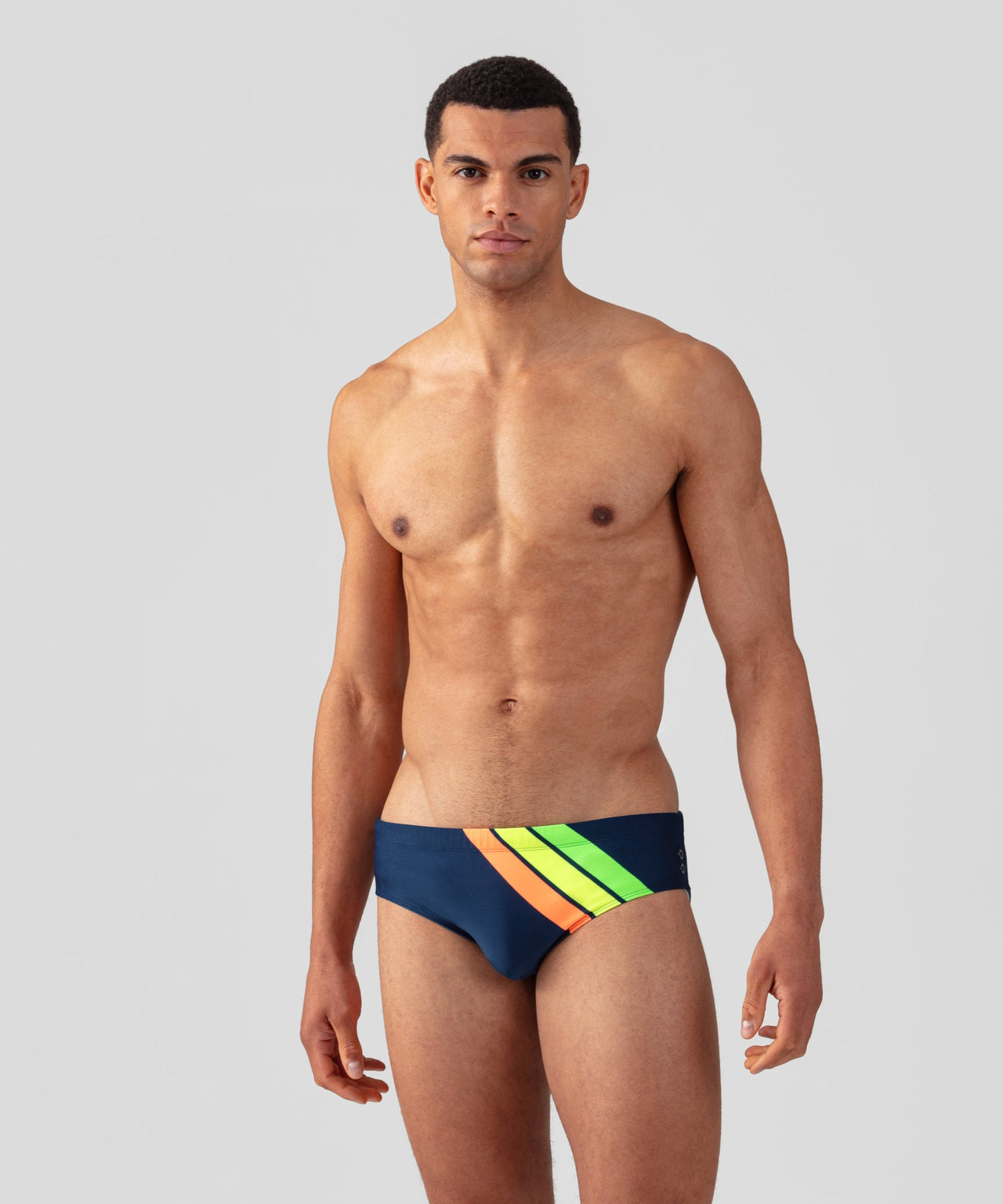 RON DORFF SWIM BRIEFS NEON STRIES - NAVY