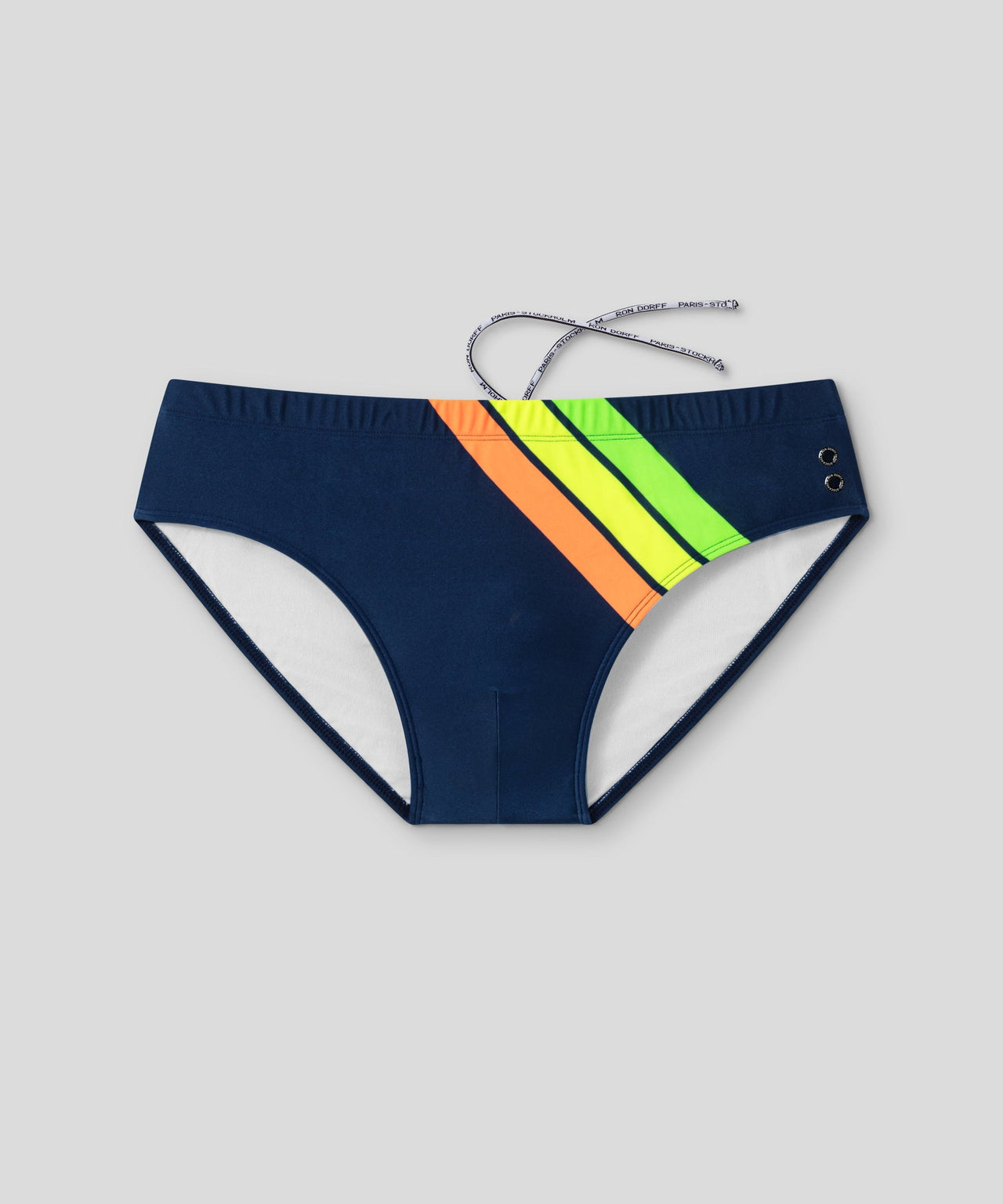 RON DORFF SWIM BRIEFS NEON STRIES - NAVY