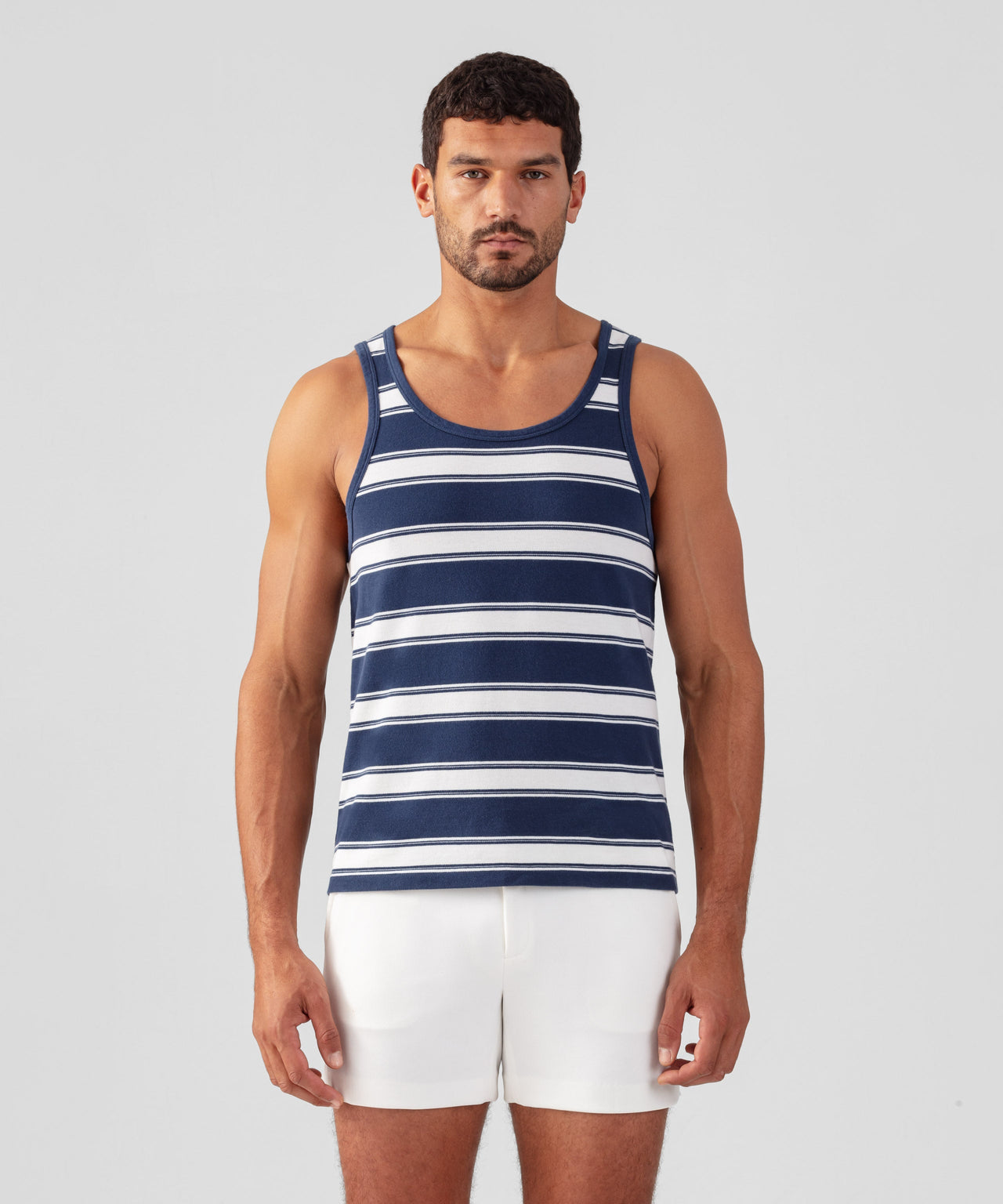 RON DORFF COTTON PIQUÉ TANK TOP - DEEP BLUE