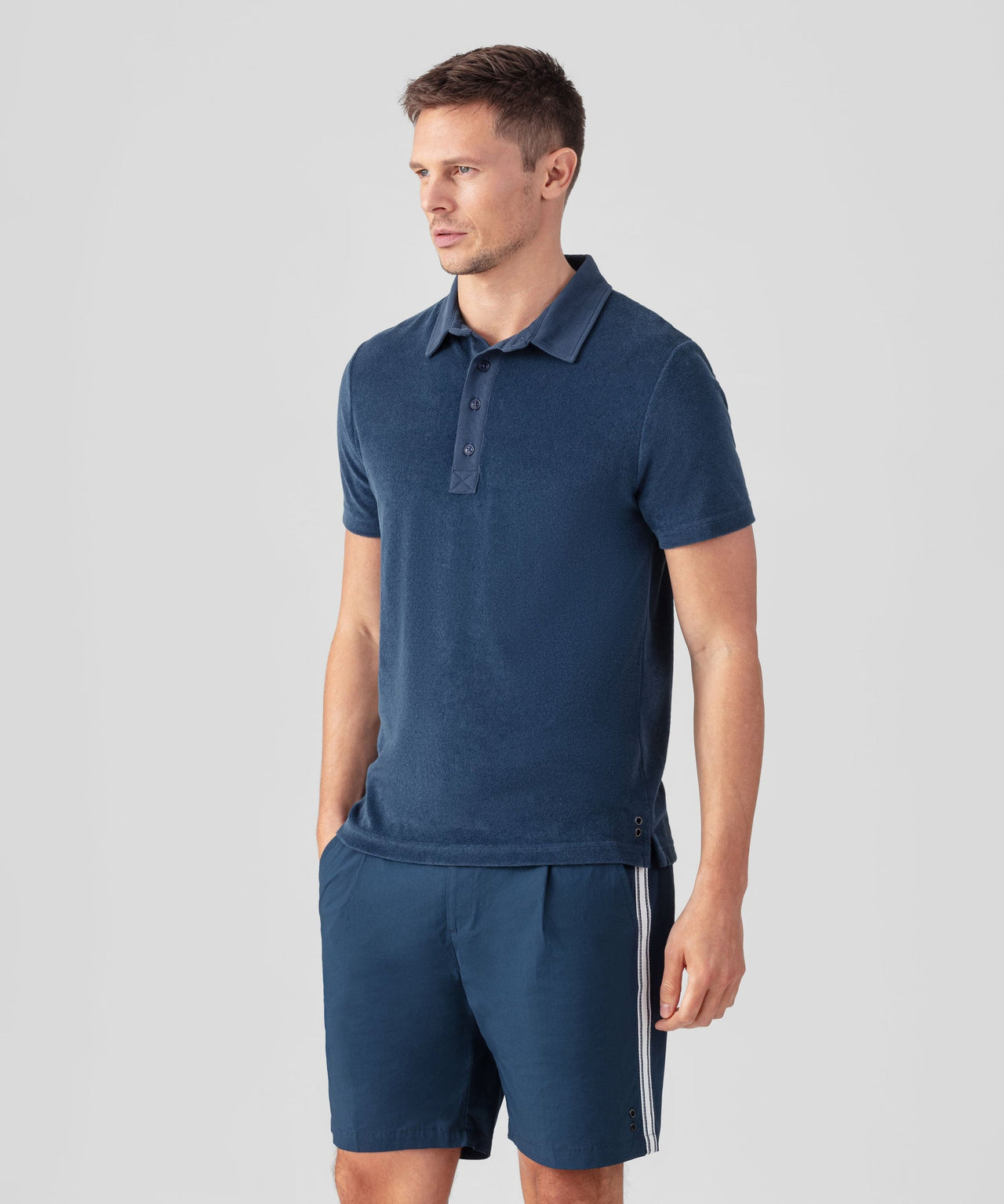 RON DORFF COTTON TERRY POLO W. PIQUÉ COLLAR - 2 COLORS