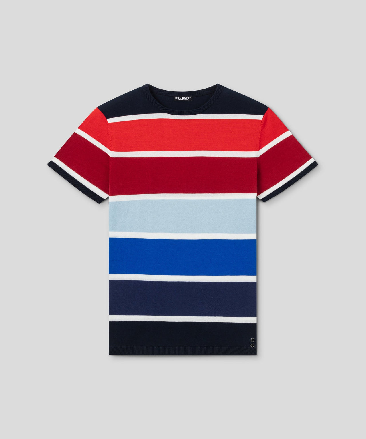 RON DORFF KNITTED T-SHIRT W. BIG STRIPES - DEEP BLUE