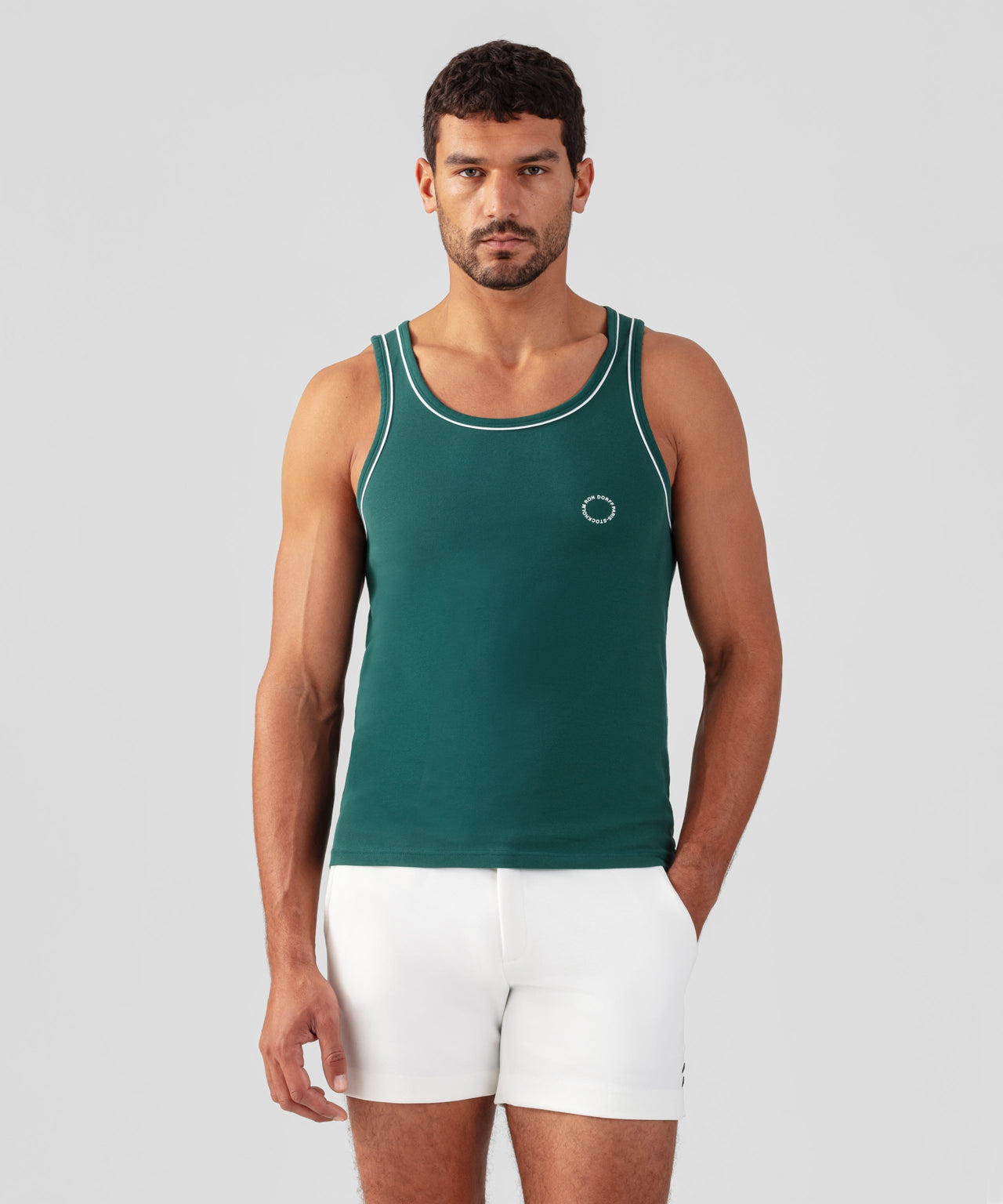 RON DORFF COTTON PIQUE TANK TOP W. PIPING - 2 COLORS