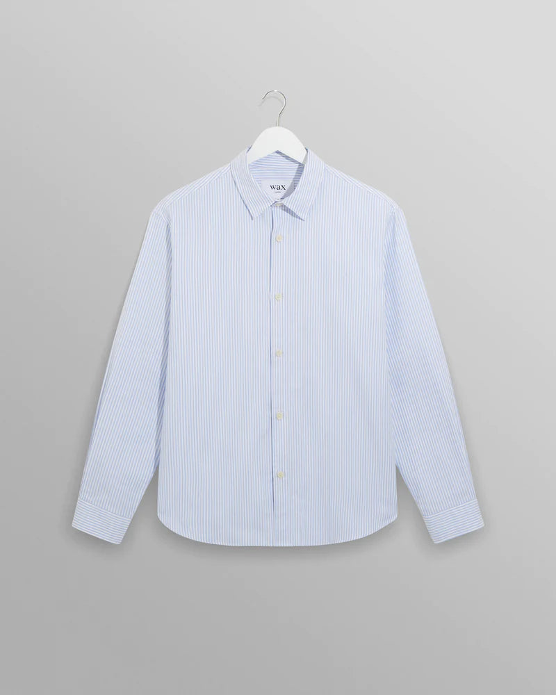 WAX LONDON TRIN SHIRT - OXFORD STRIPE BLUE