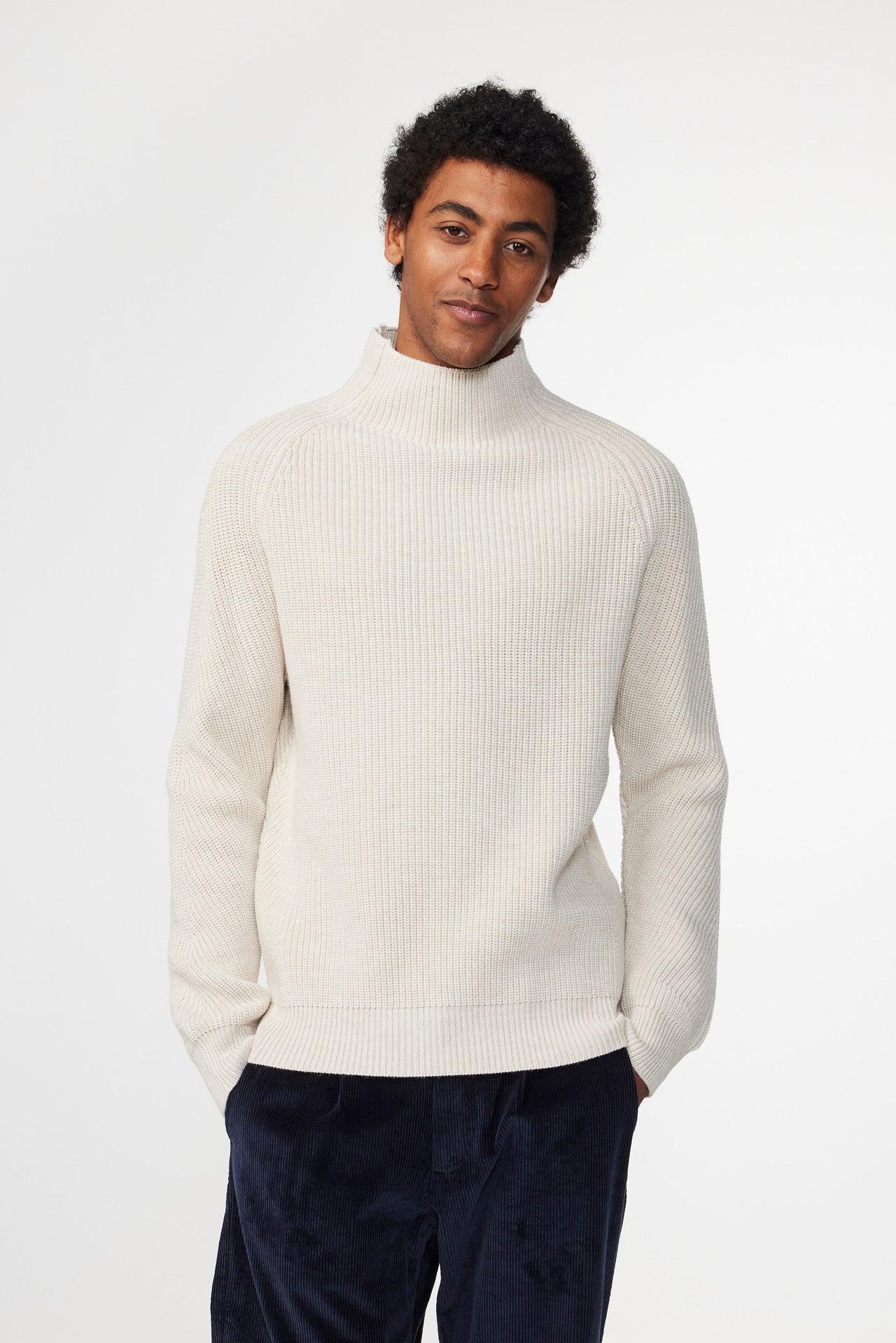 NN07 LIAM 6539 MOCK NECK SWEATER - NATURAL MEL