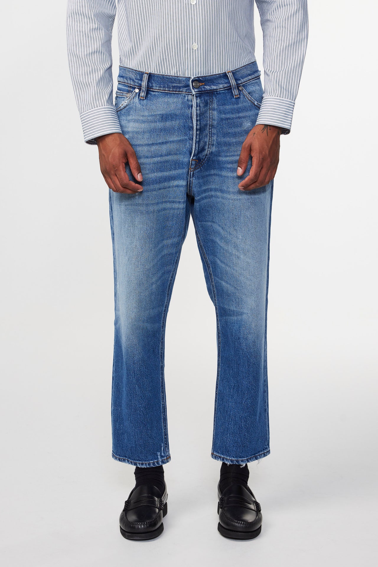 NN07 FREY 1871 TAPERED LEG JEANS - MID BLUE