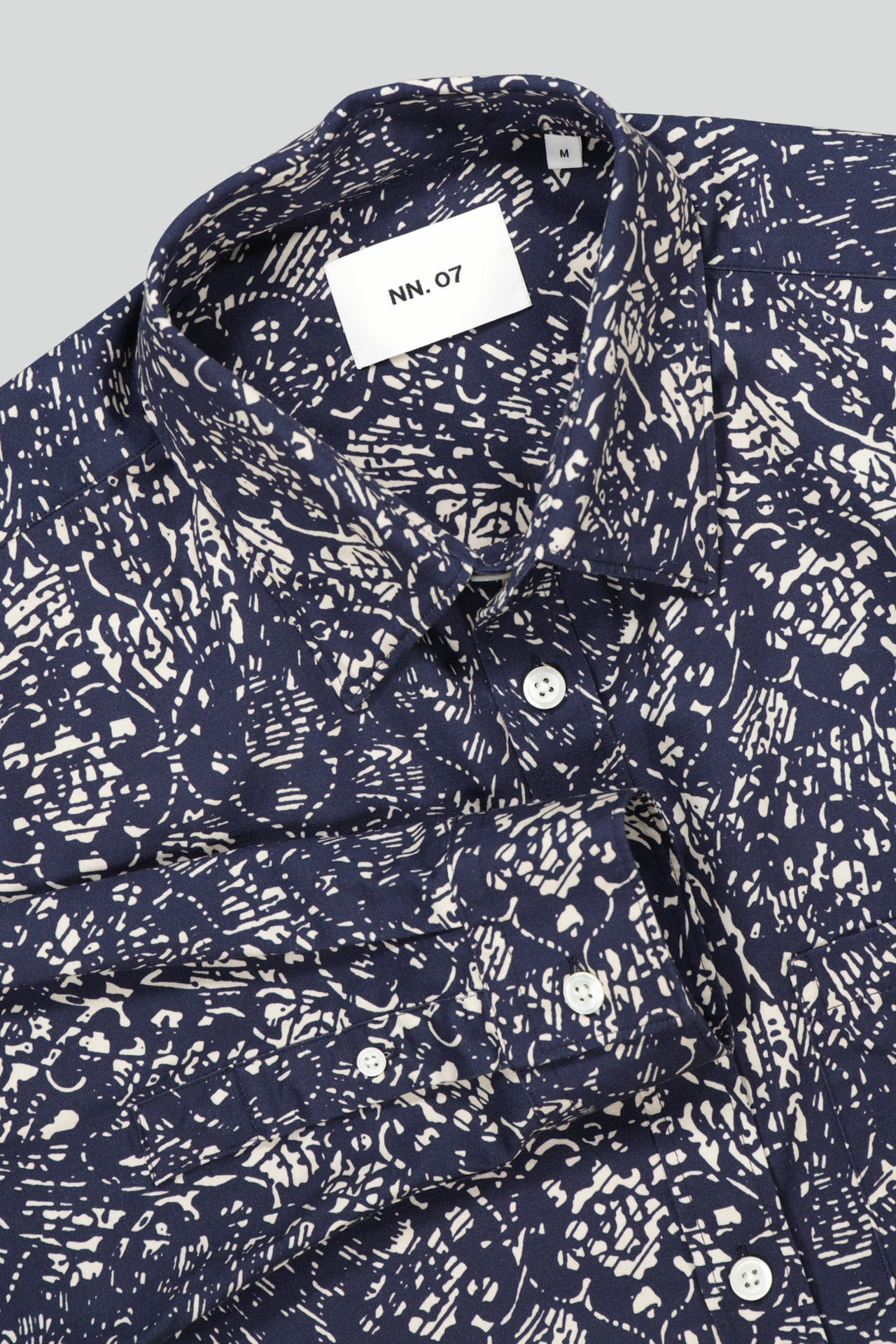 NN07 HANS LS 5036 TWILL SHIRT - NAVY PRINT