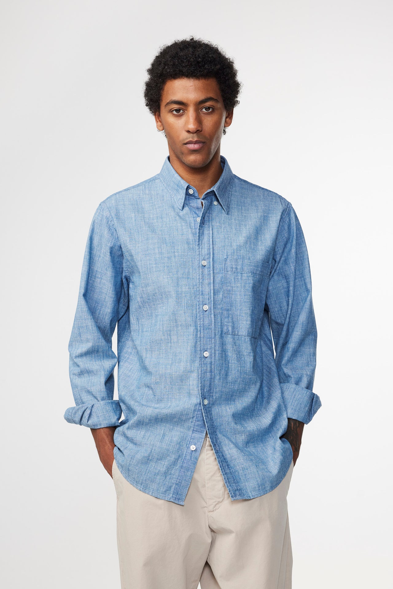 NN07 COHEN 5739 CHAMBRAY SHIRT - LIGHT INDIGO