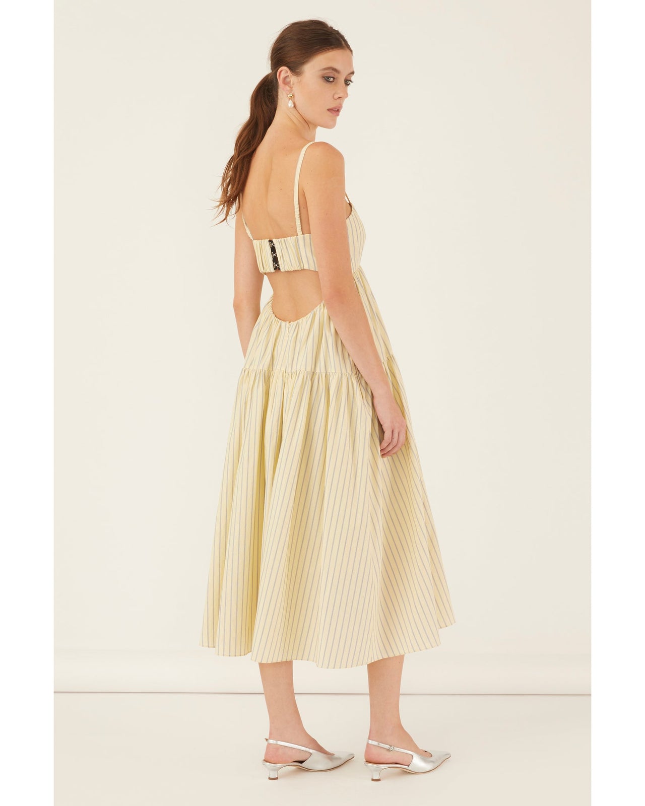 MARISSA WEBB EVA TRAPEZE MIDI DRESS - CANARY EDIE STRIPE