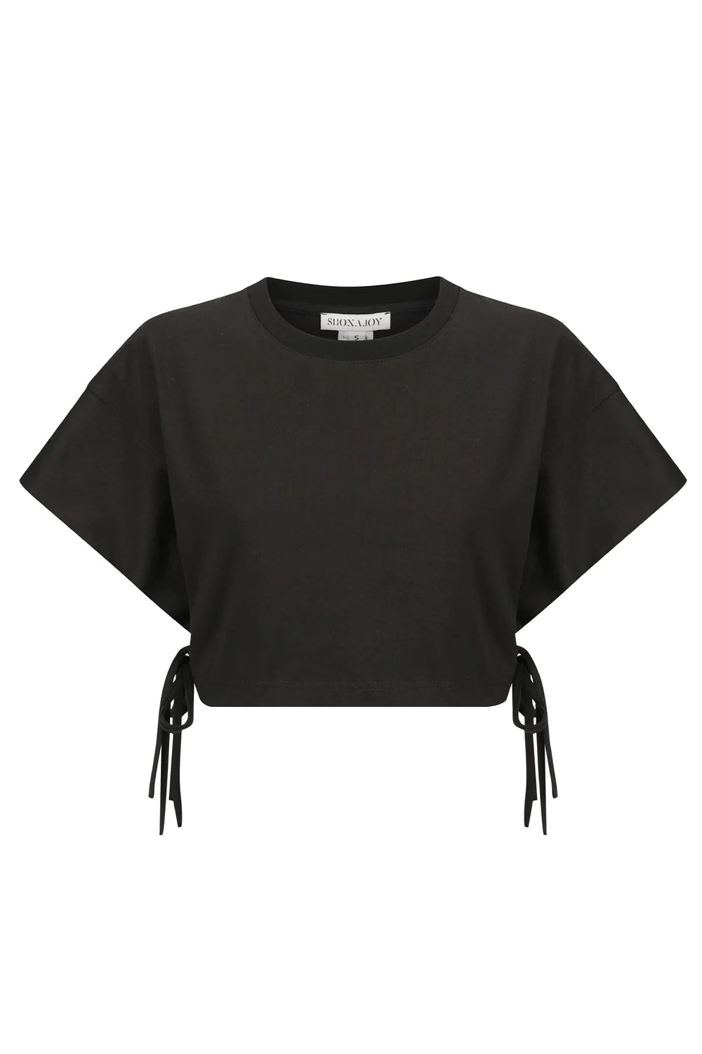 SHONA JOY ALDA DOUBLE TIE BOXY T SHIRT - BLACK