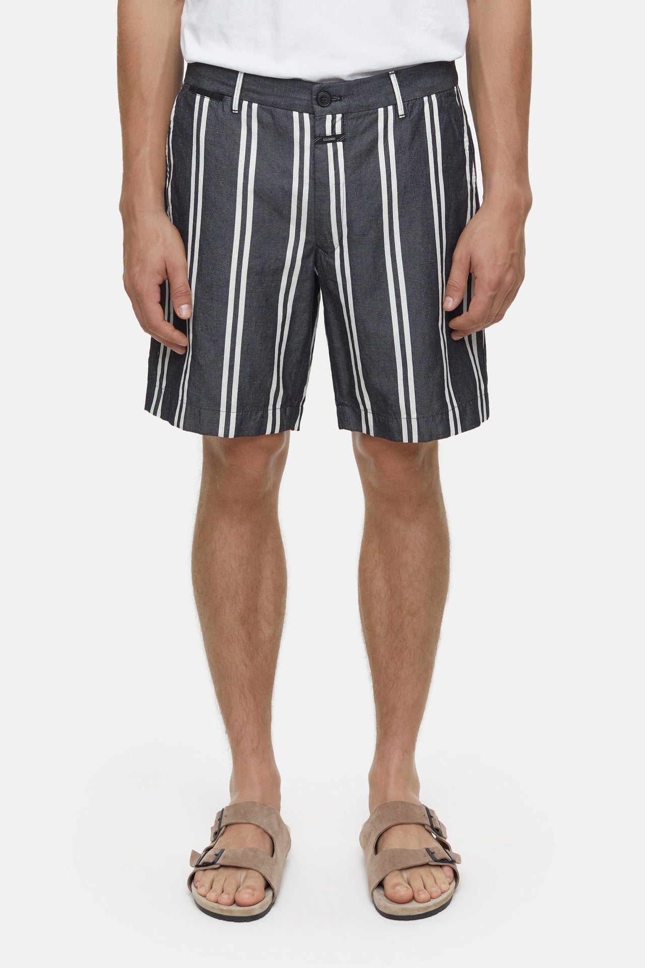 CLOSED MENS STRIPED CHINO SHORTS - BLACK