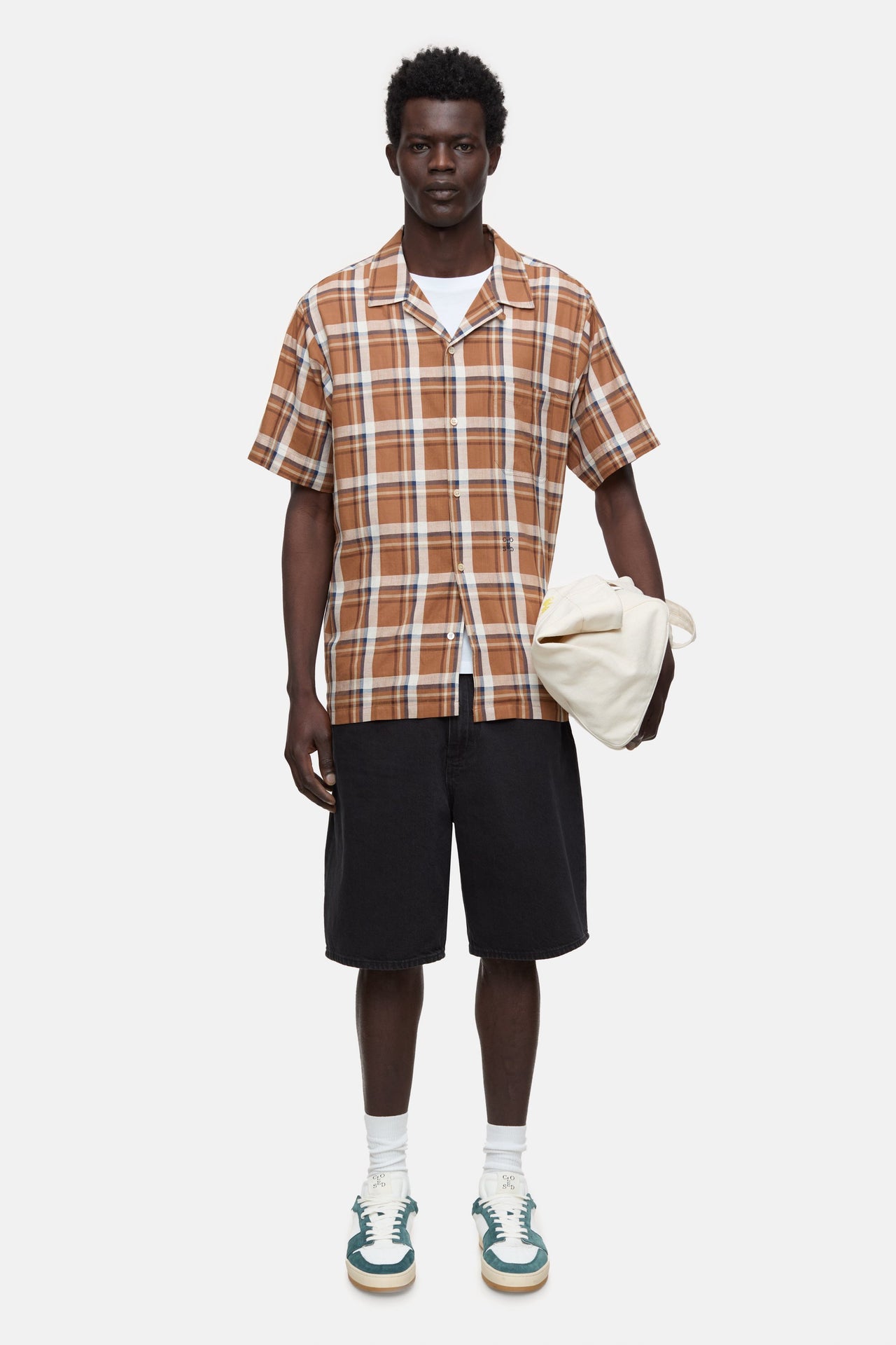 CLOSED MENS CHECKED SHIRT - SANDALWOOD