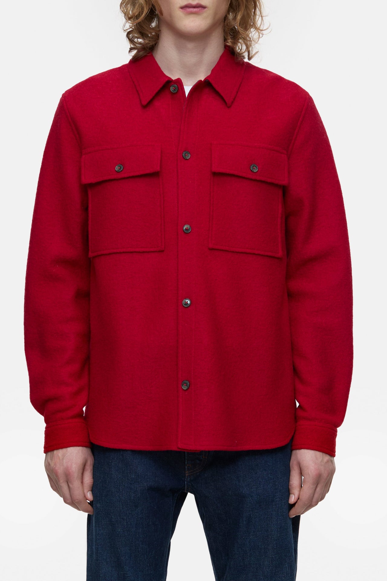 CLOSED MENS WOOL SHIRT - CHILI PEPPER RED