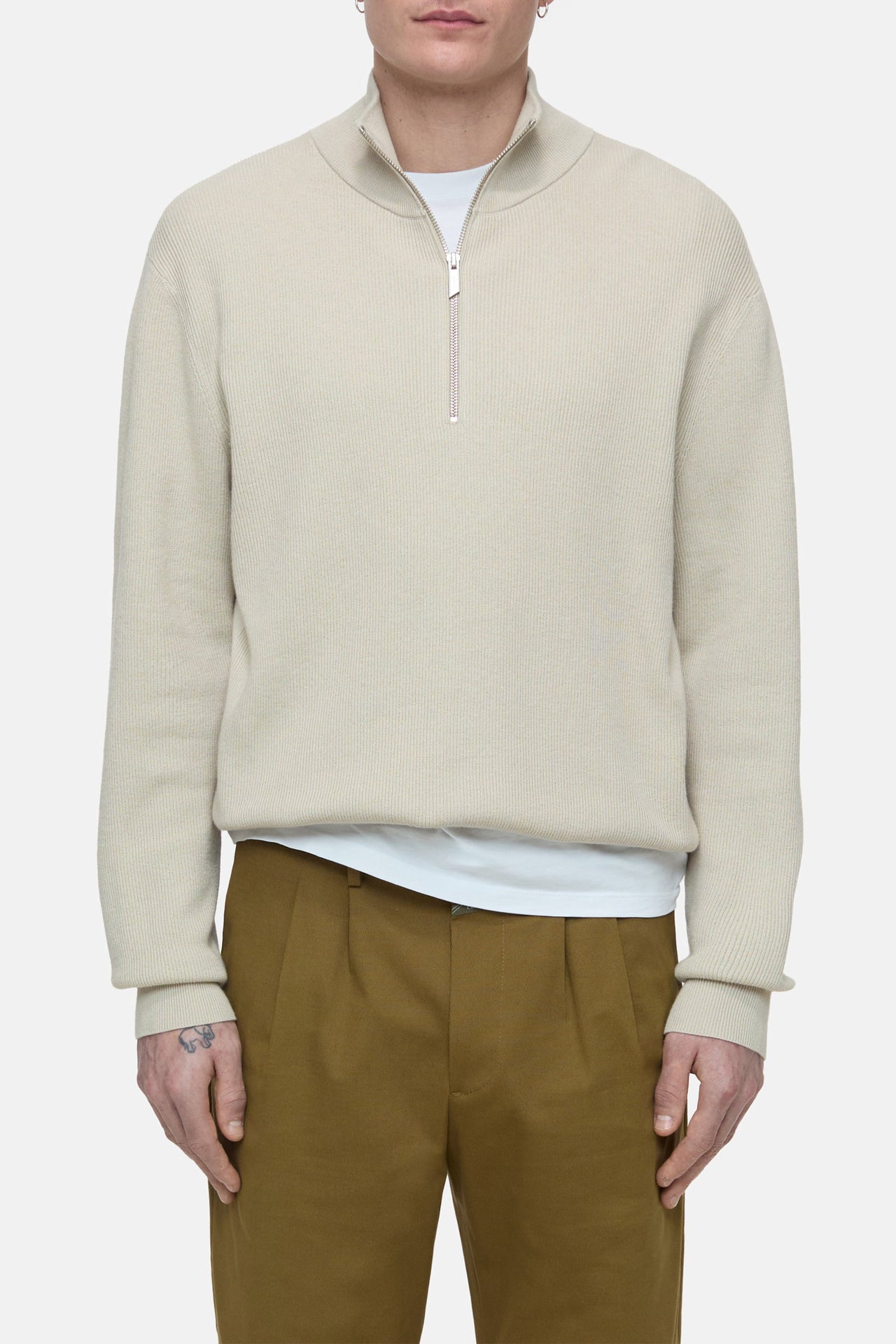 CLOSED MENS HALF ZIP PULLOVER - TONKA BEIGE