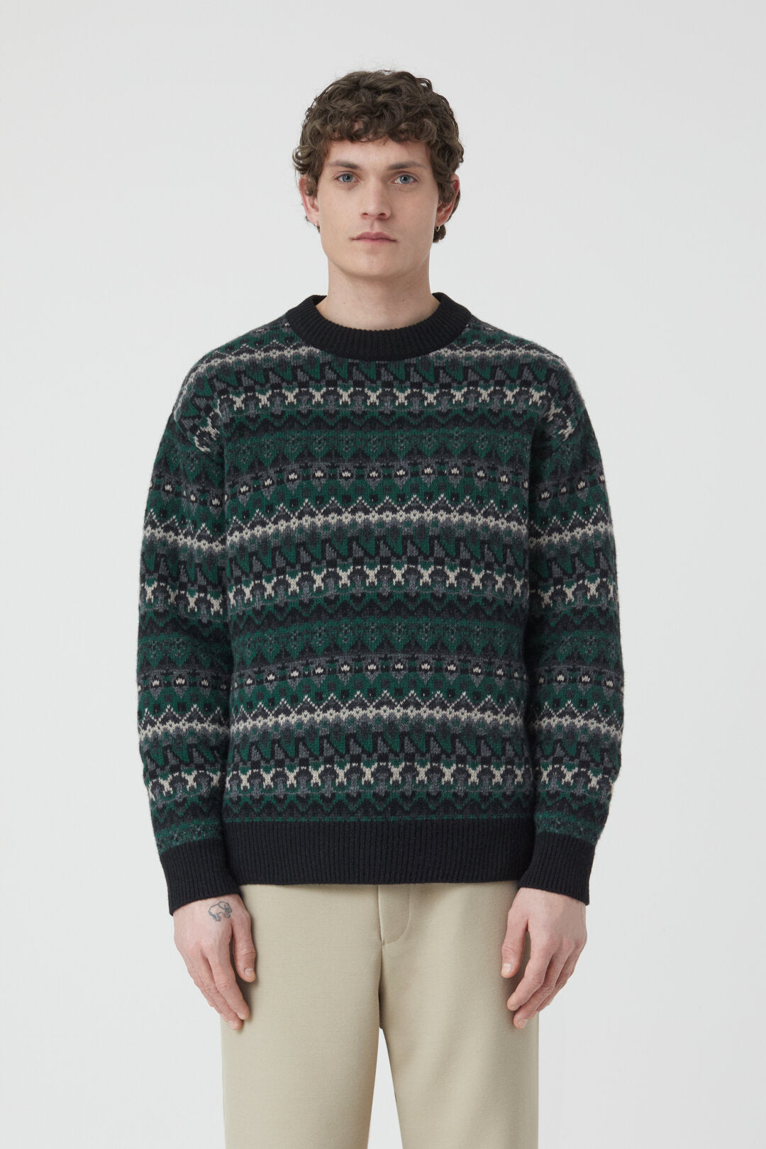 CLOSED MENS WOOL JUMPER - FERN GREEN