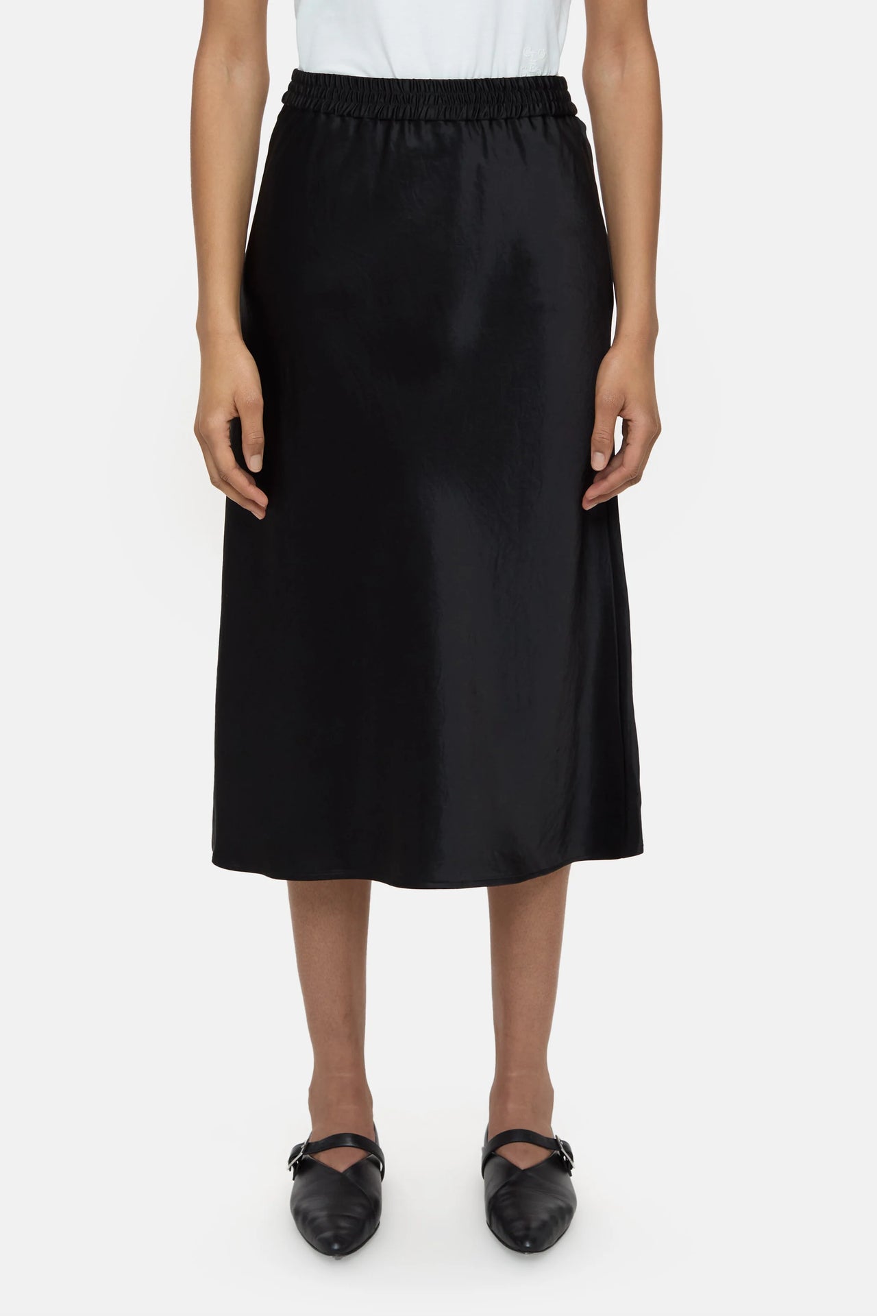 CLOSED WOMENS SATIN MAXI SKIRT - BLACK