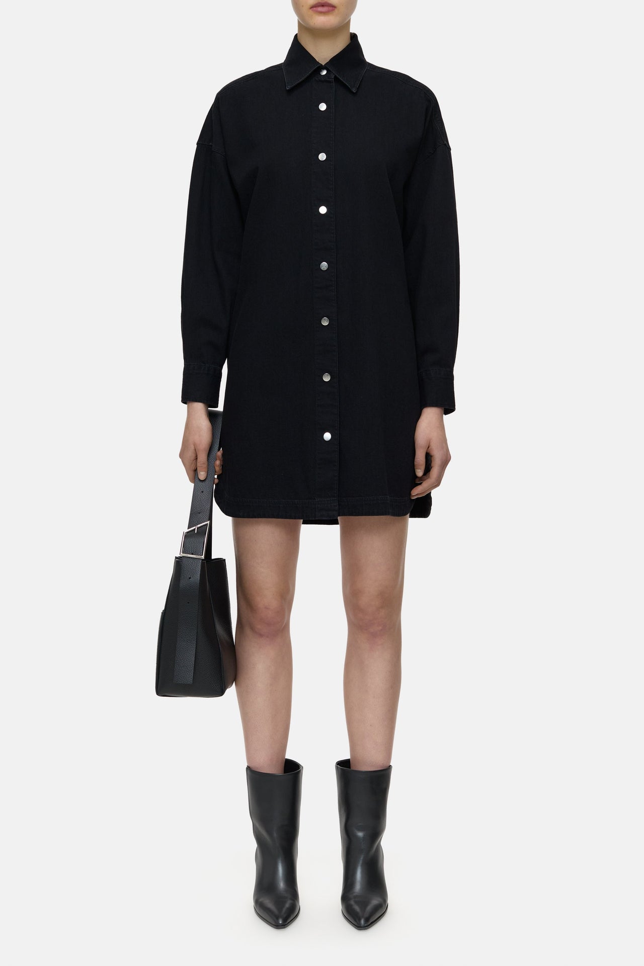 CLOSED WOMENS DENIM SHIRT DRESS - BLACK