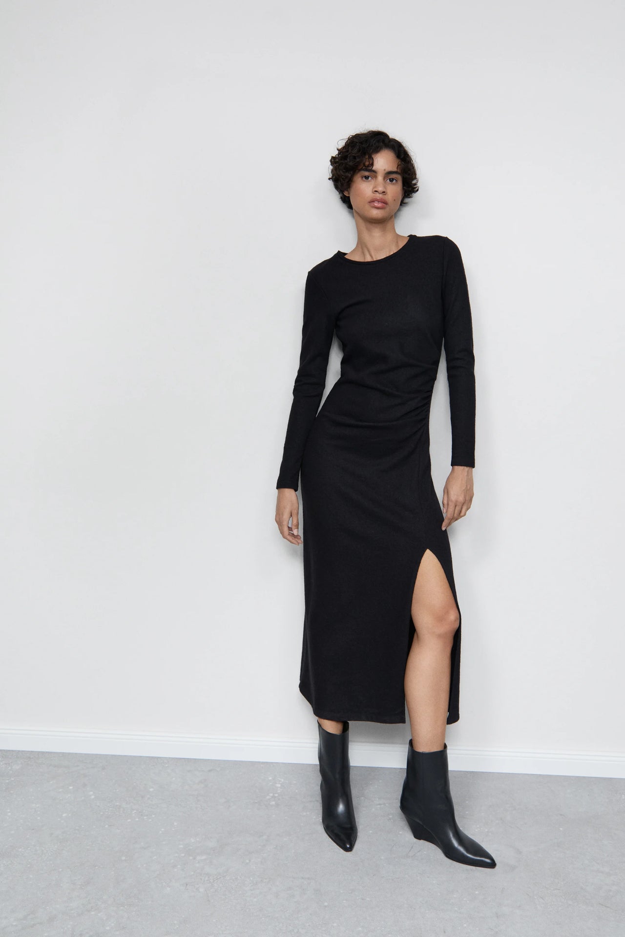 CLOSED WOMENS WOOL JERSEY DRESS - BLACK