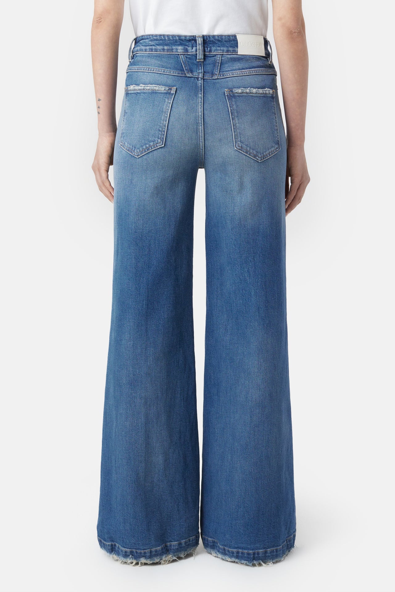 CLOSED WOMENS GLOW-UP WIDE LEG DENIM - MID BLUE