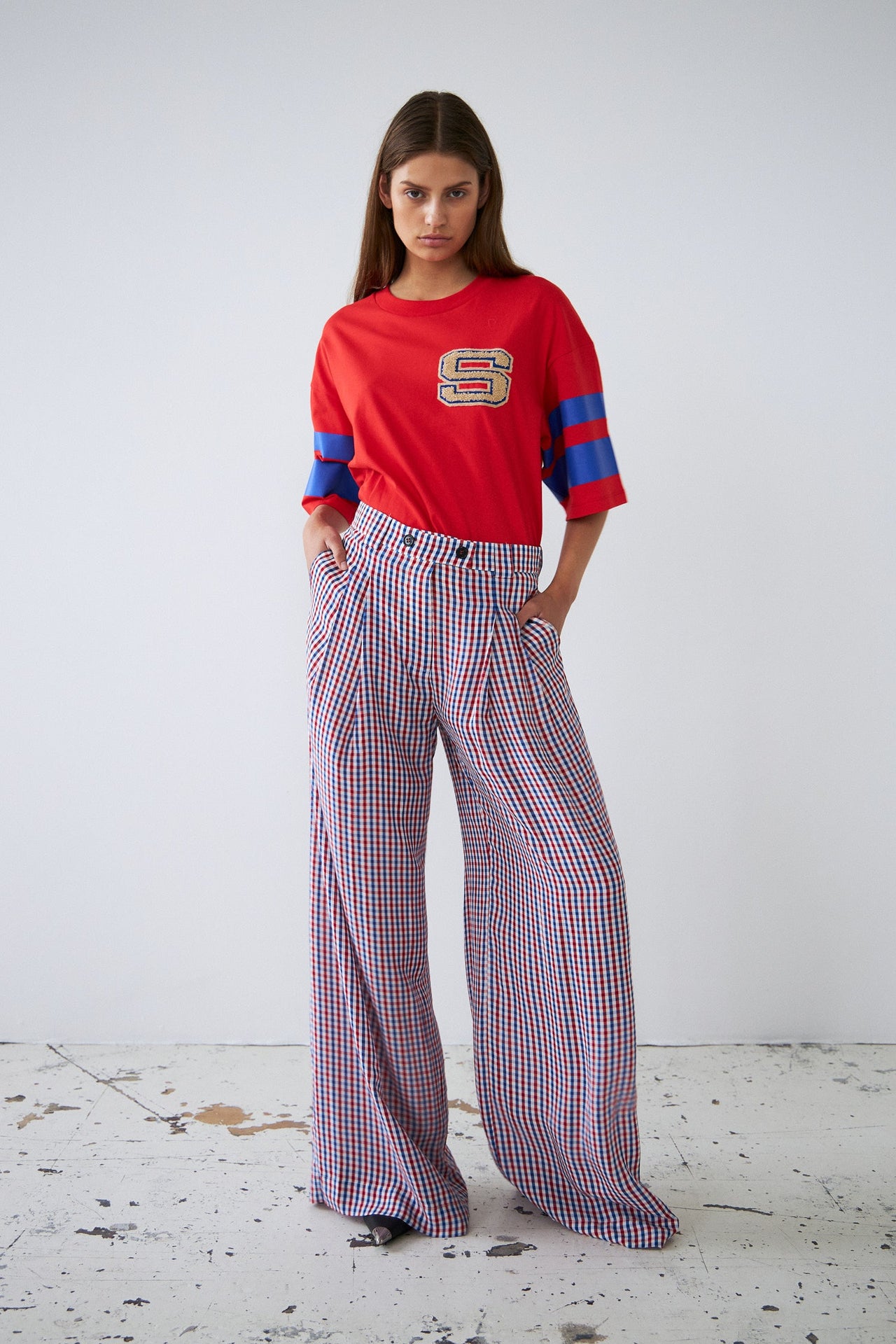 STELLA NOVA CHECKED PANTS - RED CHECKS