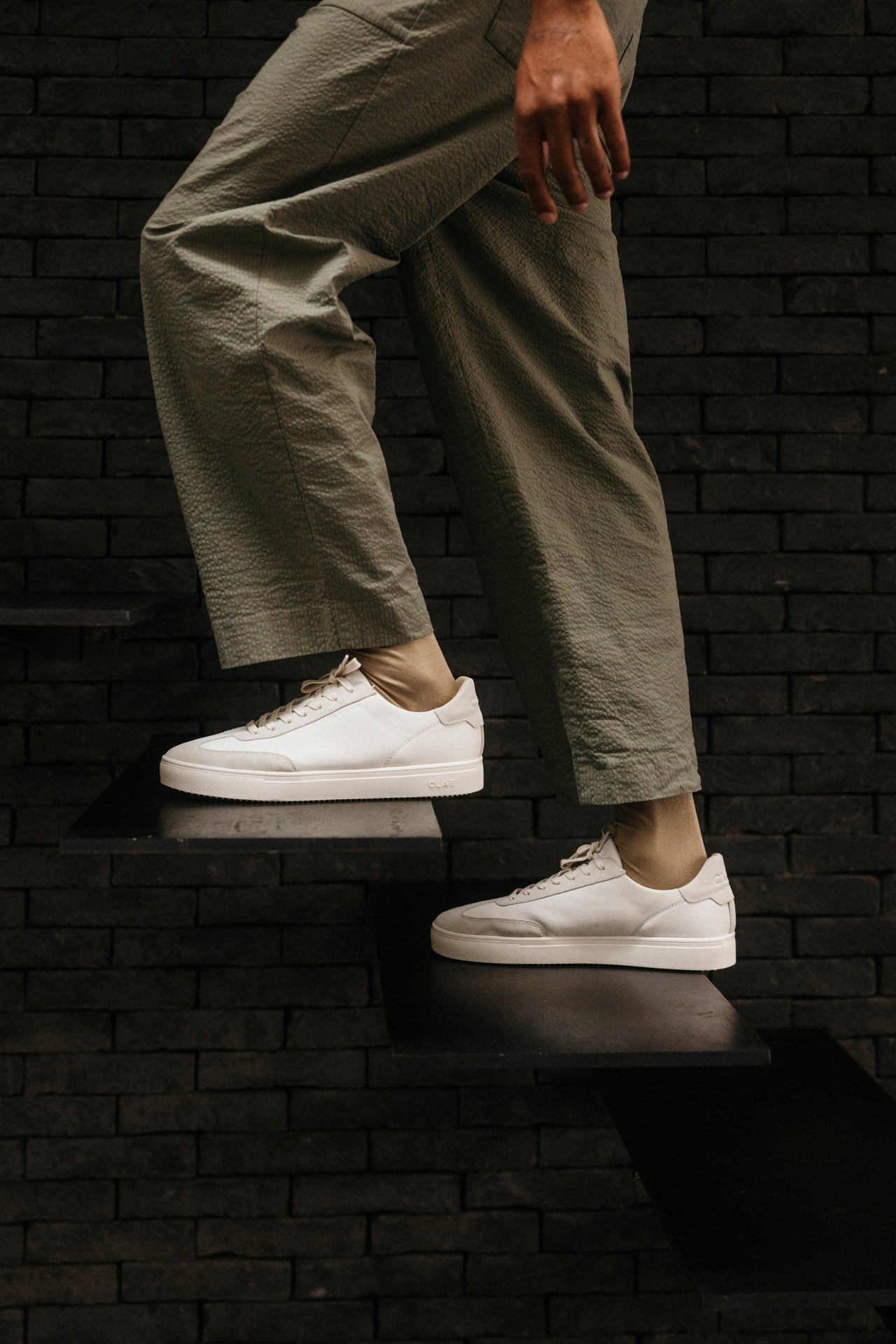 CLAE DEANE SNEAKERS - TRIPLE OFF-WHITE LEATHER