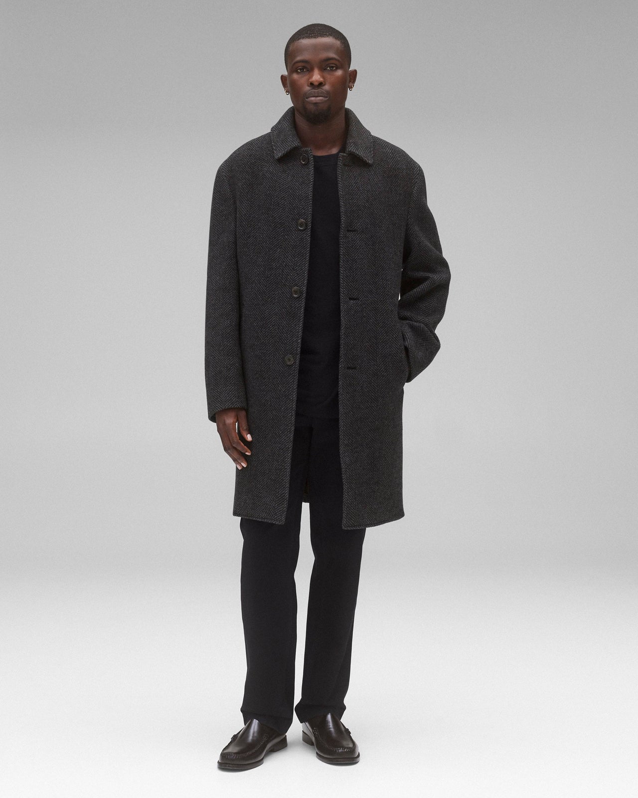 REIGNING CHAMP WOOL HERRINGBONE SCOUT COAT - HERRINGBONE BLACK/GREY