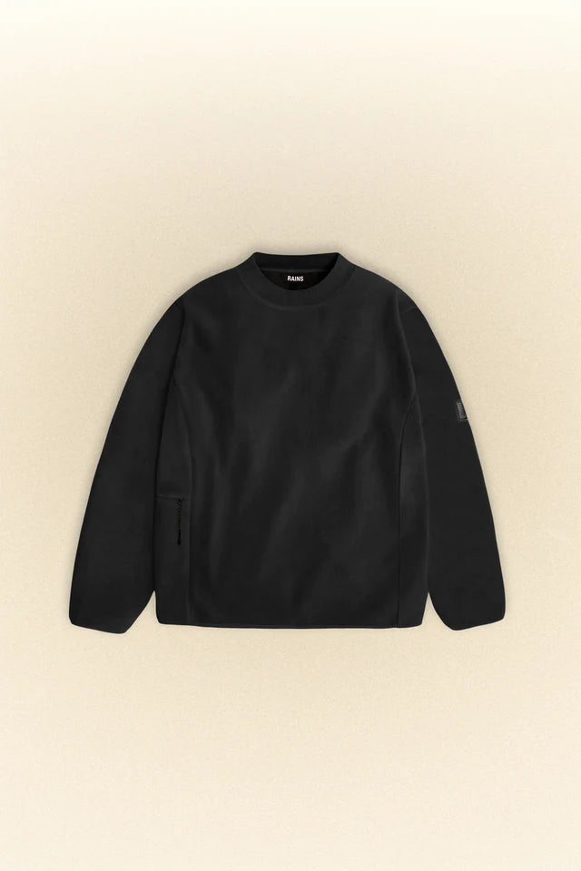 RAINS FLEECE CREW NECK - BLACK