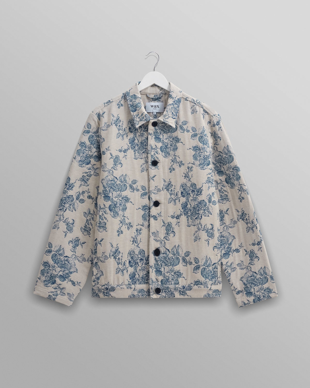 WAX LONDON IGGY JACKET - ECRU/BLUE FLORAL JACQUARD