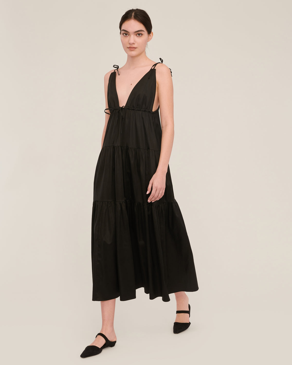 MARISSA WEBB ELISE TRAPEZE MIDI DRESS - OBSIDIAN