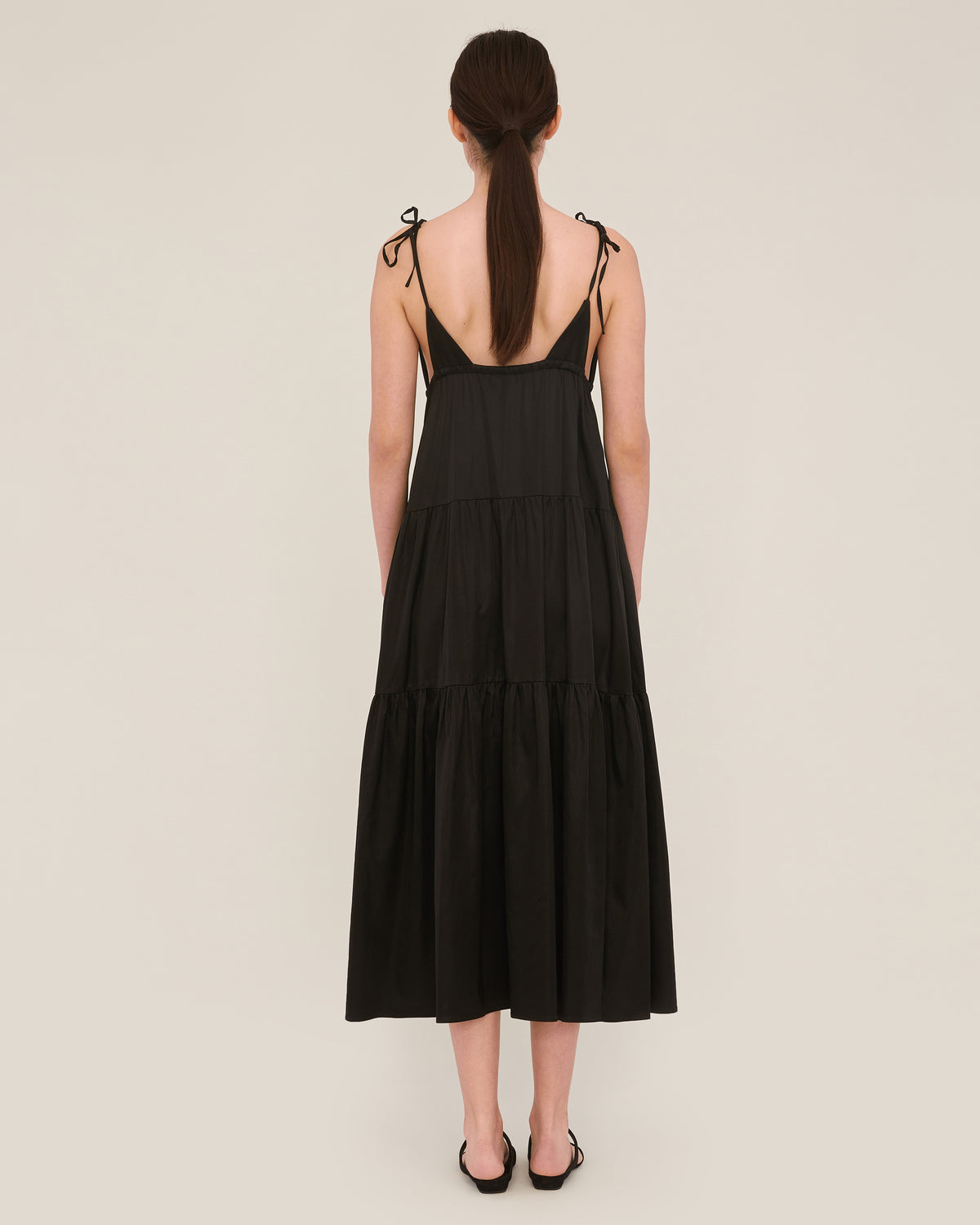 MARISSA WEBB ELISE TRAPEZE MIDI DRESS - OBSIDIAN