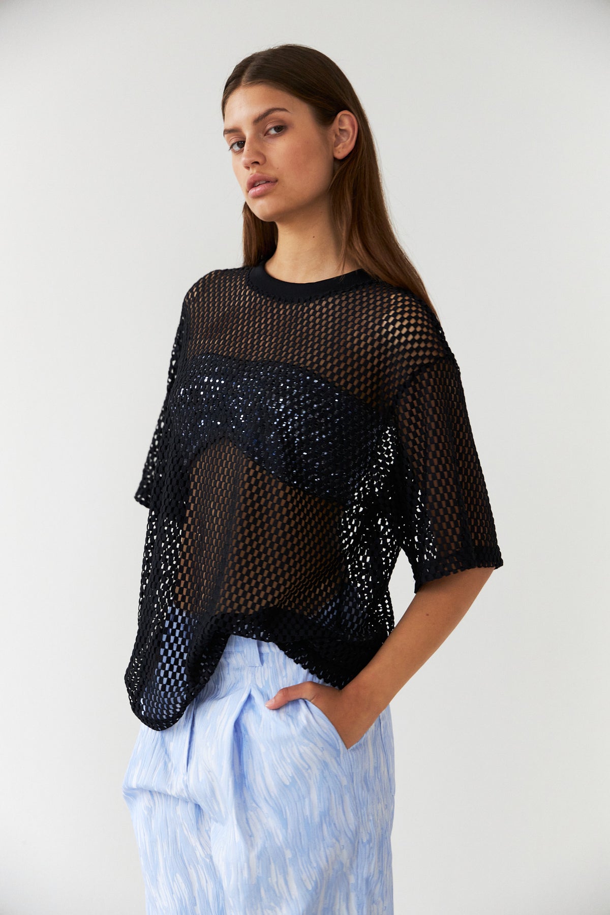 STELLA NOVA MESH T-SHIRT - BLACK