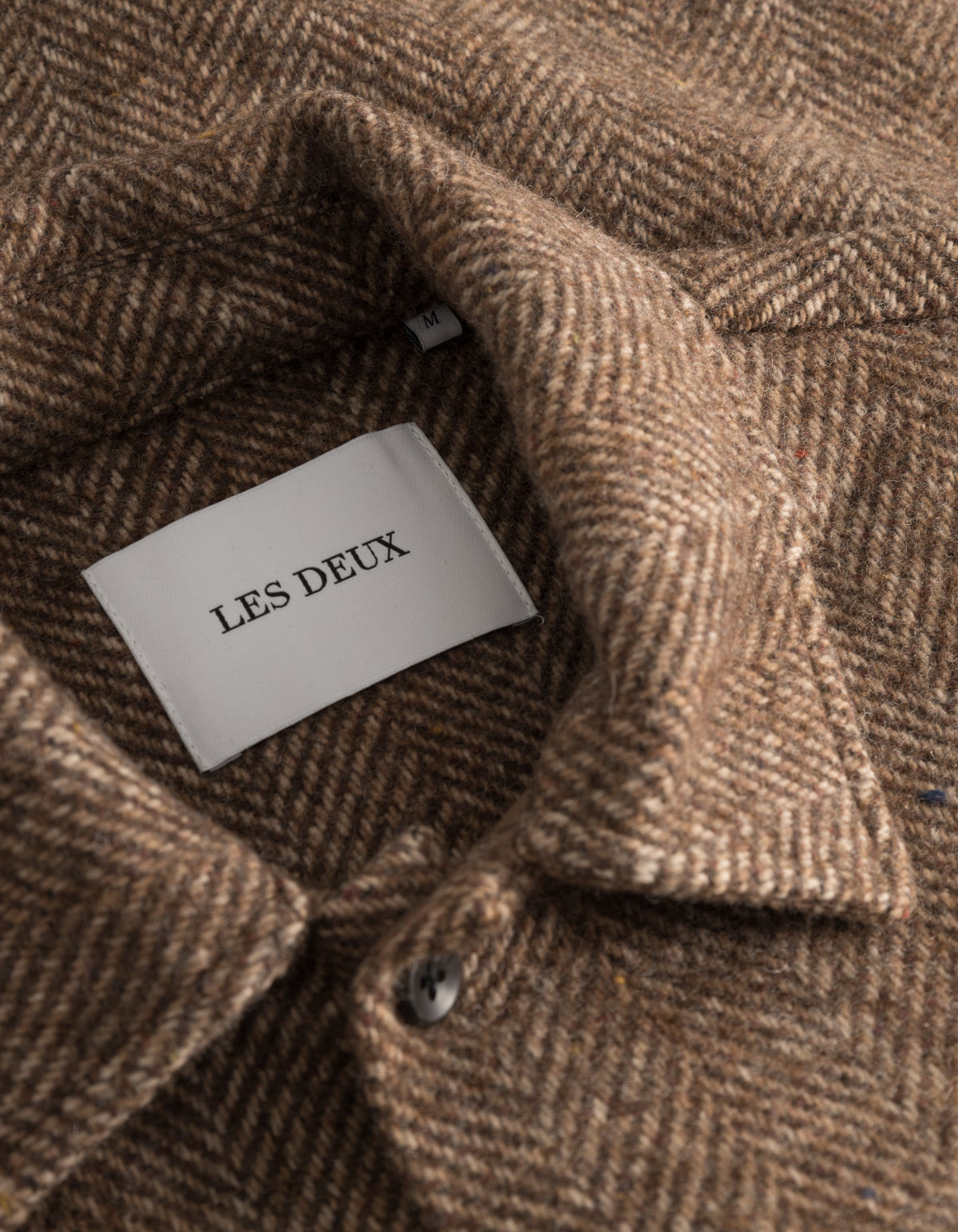 LES DEUX MILIAN HERRINGBONE OVERSHIRT - COFFEE BROWN/DARK SAND