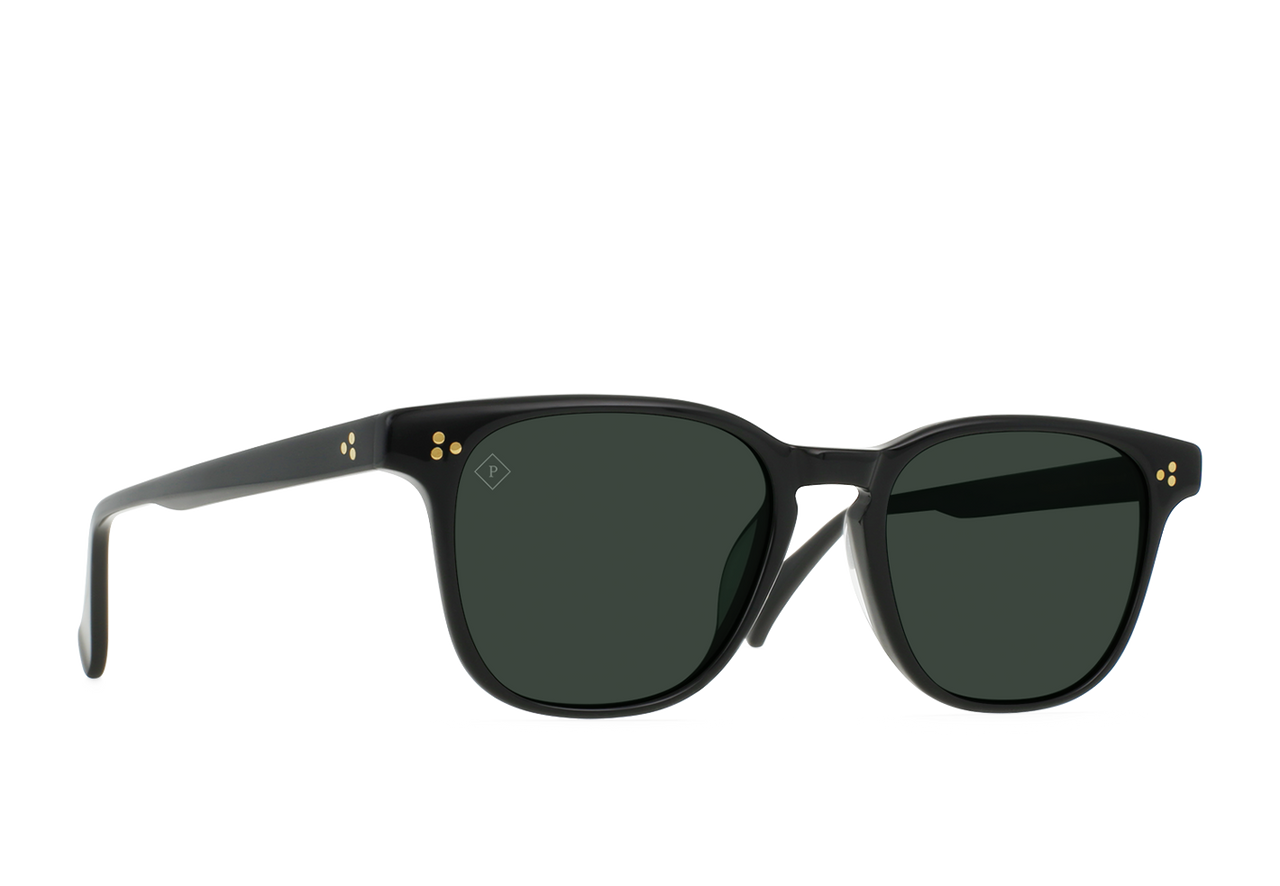 RAEN ALVEZ SUNGLASSES - RECYCLED BLACK/GREEN POLARIZED