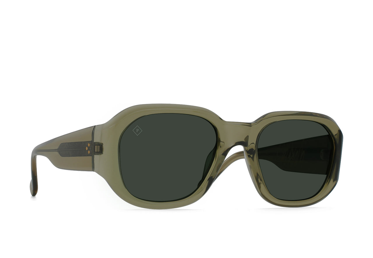 RAEN ZOUK SQUARE SUNGLASSES - CAMBRIA/ GREEN POLARIZED