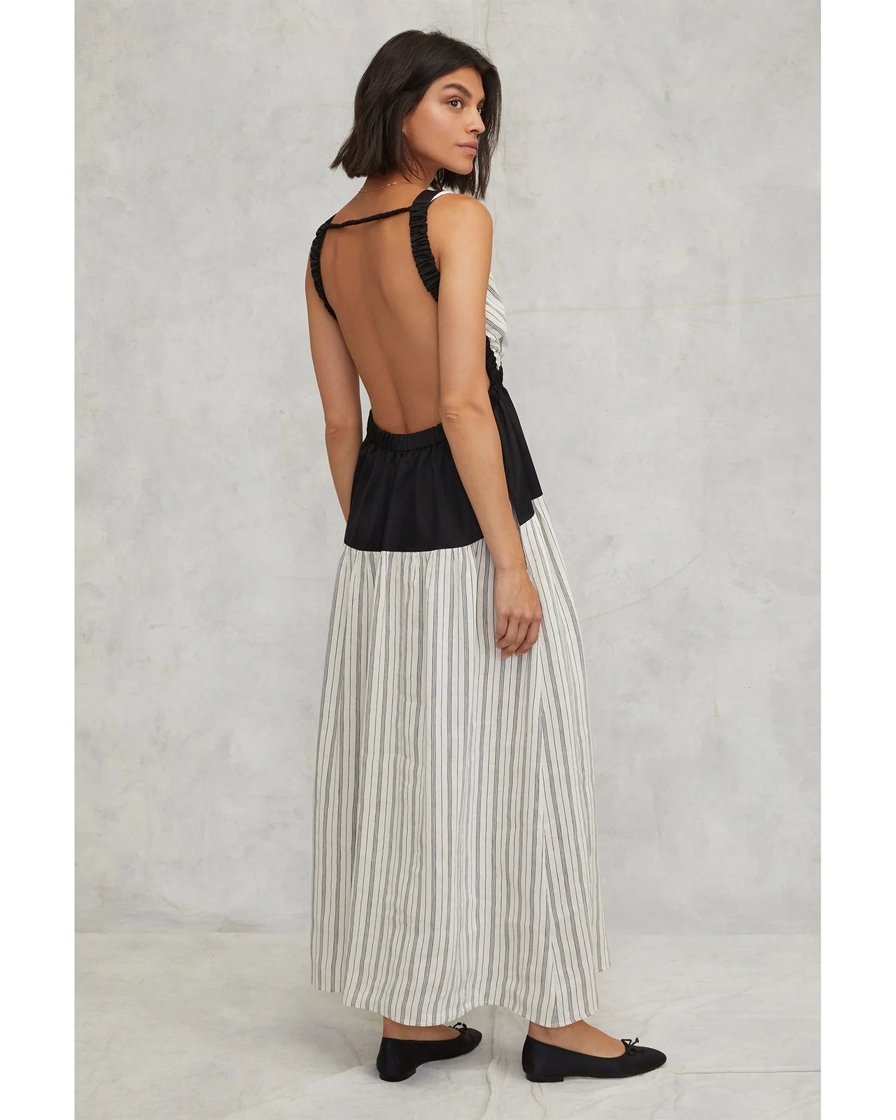 MARISSA WEBB ZOE STRIPE MAXI DRESS- NAVY STRIPE BLACK COMBO