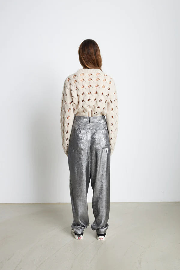 STELLA NOVA BETTY SHINY PANTS - SILVER GREY