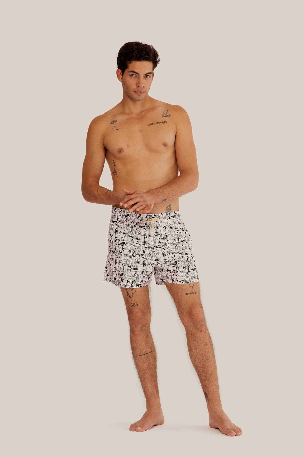 ARRELS BARCELONA CLASSIC SWIM SHORTS - WHITE VACANCES 21 x QUENTIN MONGE