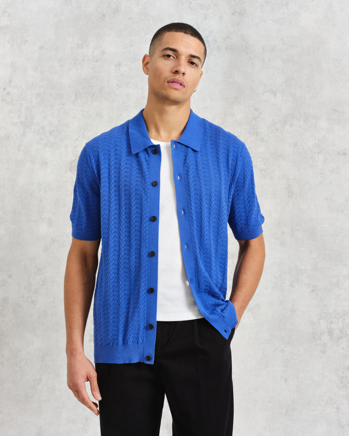 WAX LONDON TELLARO SHIRT - ROYAL BLUE POINTELLE