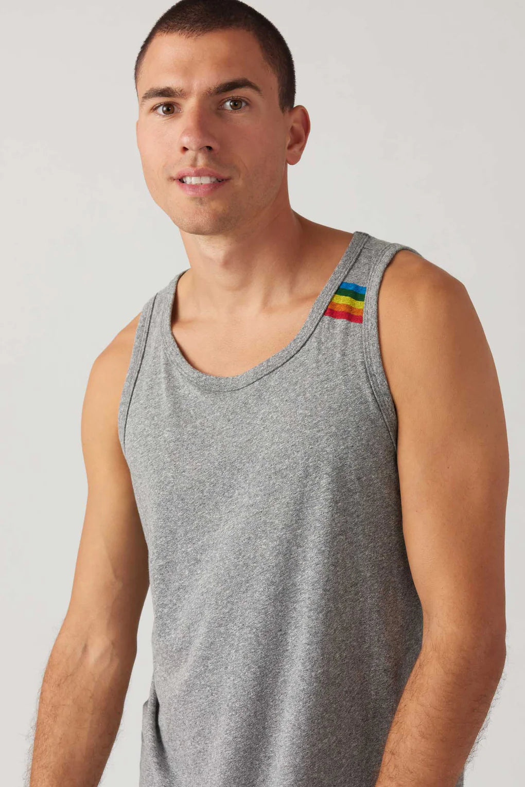 SOL ANGELES MENS RAINBOW STRIPE TANK - HEATHER