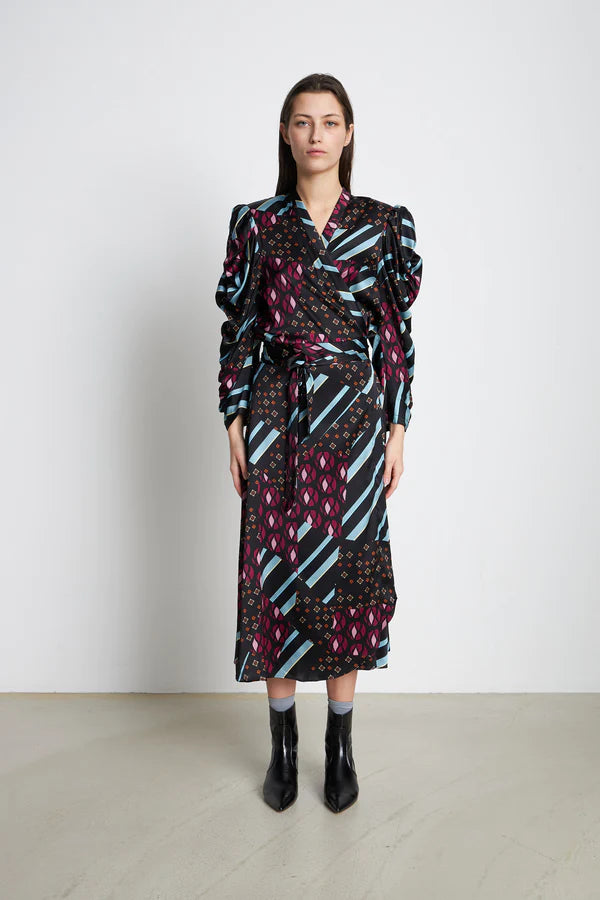 STELLA NOVA TOYA WRAP SILK DRESS - TIE COMBINATION