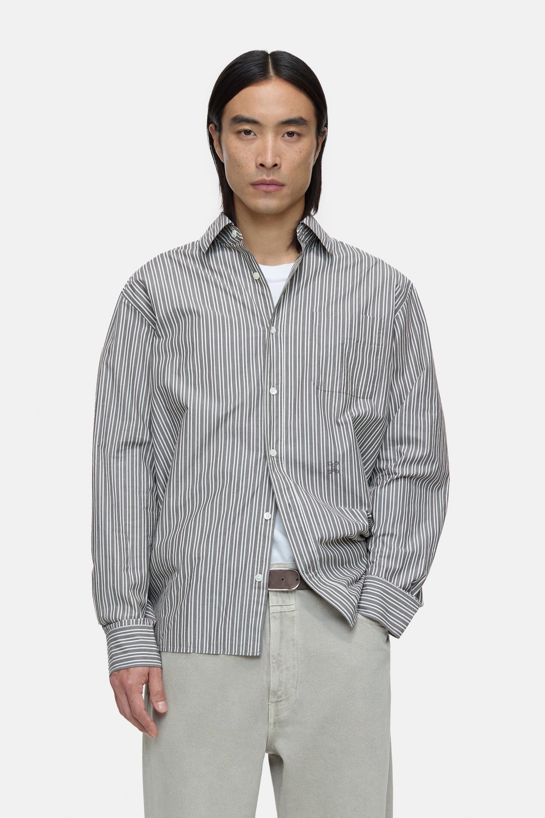 CLOSED MENS STRIPED SHIRT - TEAK WOOD