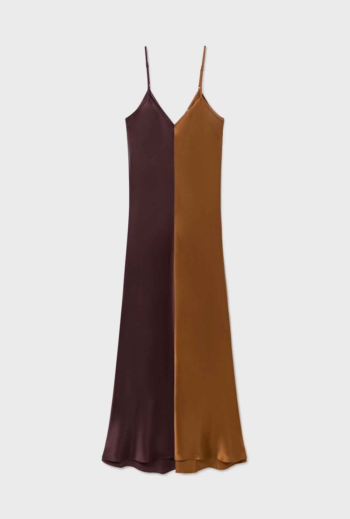 SILK LAUNDRY TWO TONE DRESS - CACAO/VAN DYKE BROWN