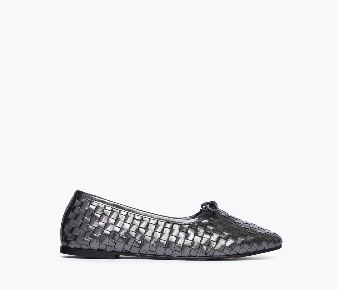 FRĒDA SALVADOR ROMA ROUND TOE BALLET FLAT - GUNMETAL CLOSED WOVEN CALF